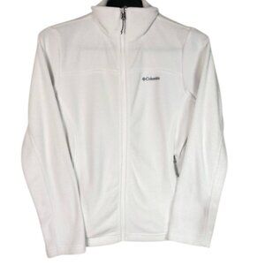 Columbia Fleece Ski Jacket Women’s Medium Winter White Zip Up Outdoor Wear Clean